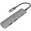 Xtorm Adapter XXWH03 USB-C Hub 4 w 1  (pleciony kabel) szary
